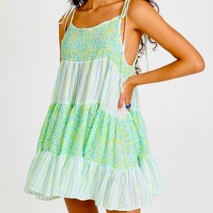 SOLID & STRIPED The Parker Dress in Floral X Pinstripe